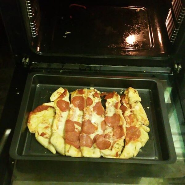 pizza in the oven